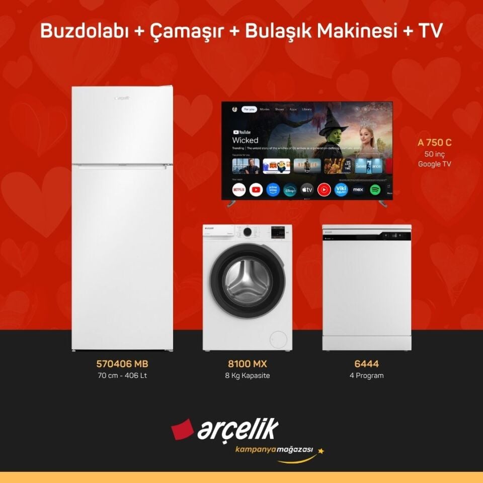 ARÇELİK 4'lü Çeyiz Paketi ( 570406 MB - 8100 MX - 6444 - A 750 C )