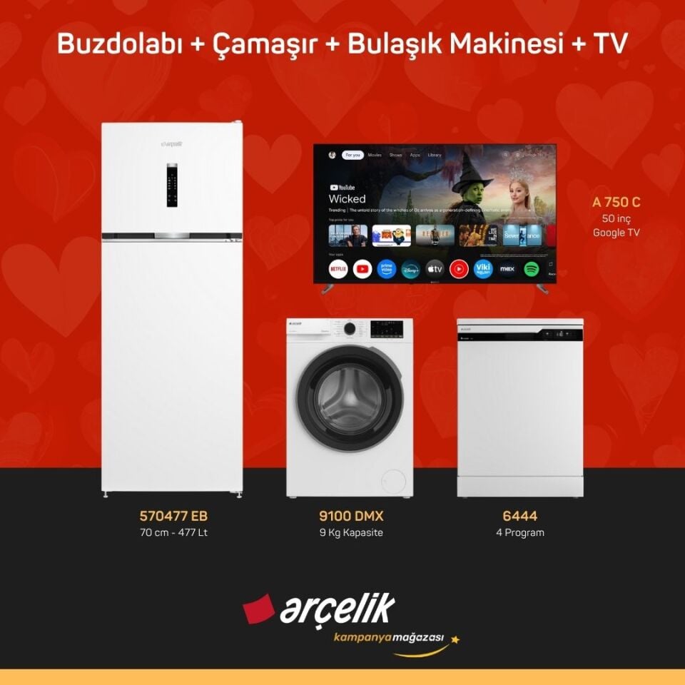 ARÇELİK 4'lü Çeyiz Paketi ( 570477 EB - 9100 DMX - 6444 - A 750 C )