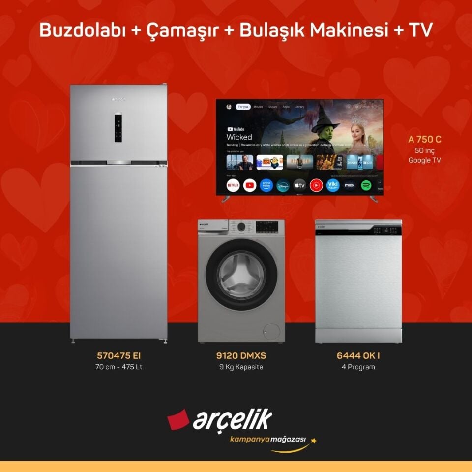 ARÇELİK 4'lü Çeyiz Paketi ( 570475 EI - 9120 DMXS - 6444 OK I - A 750 C )