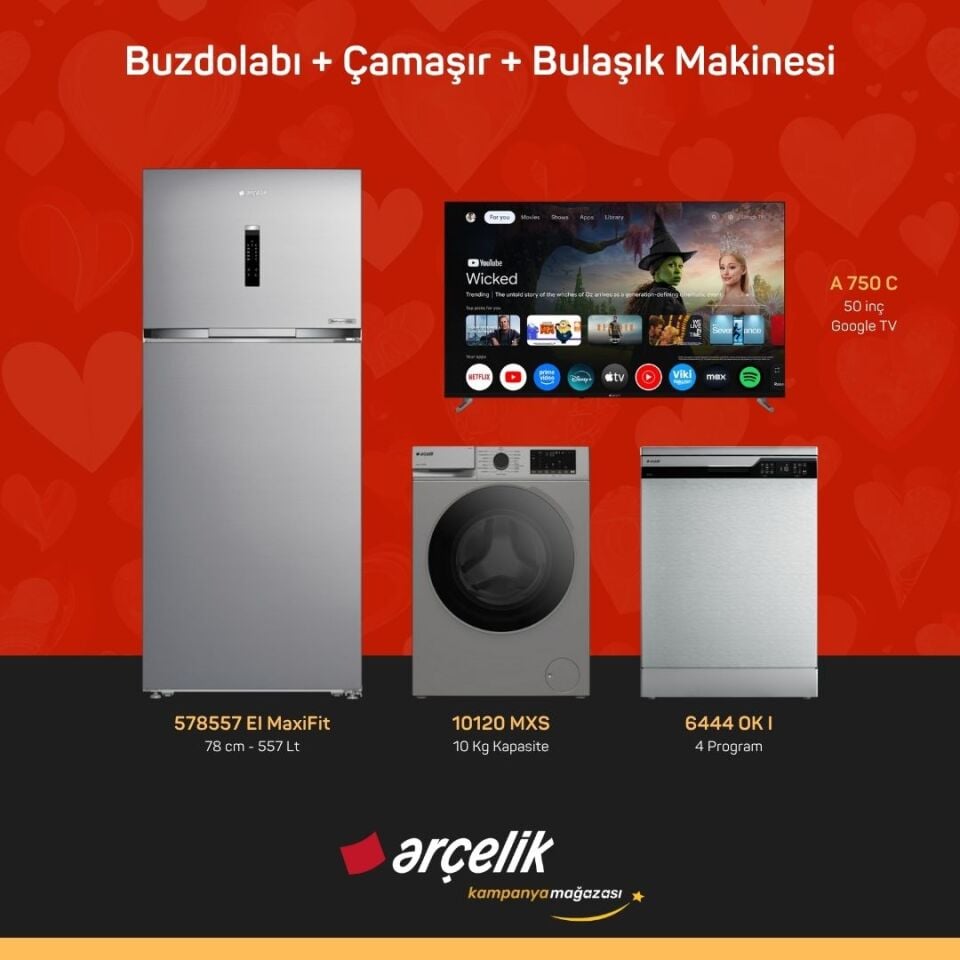 ARÇELİK 4'lü Çeyiz Paketi ( 578557 EI MaxiFit - 10120 MXS - 6444 OK I - A 750 C )