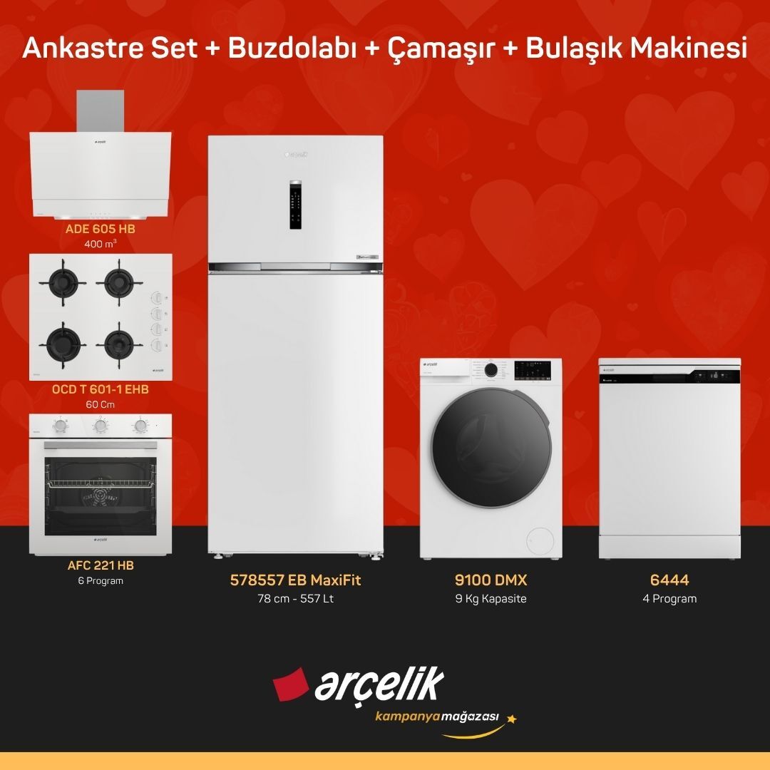ARÇELİK 6'lı Çeyiz Paketi ( 578557 EB MaxiFit - 9100 DMX - 6444 - ADE 605 HB - AFC 221 HB - OCD T 601-1 EHB )