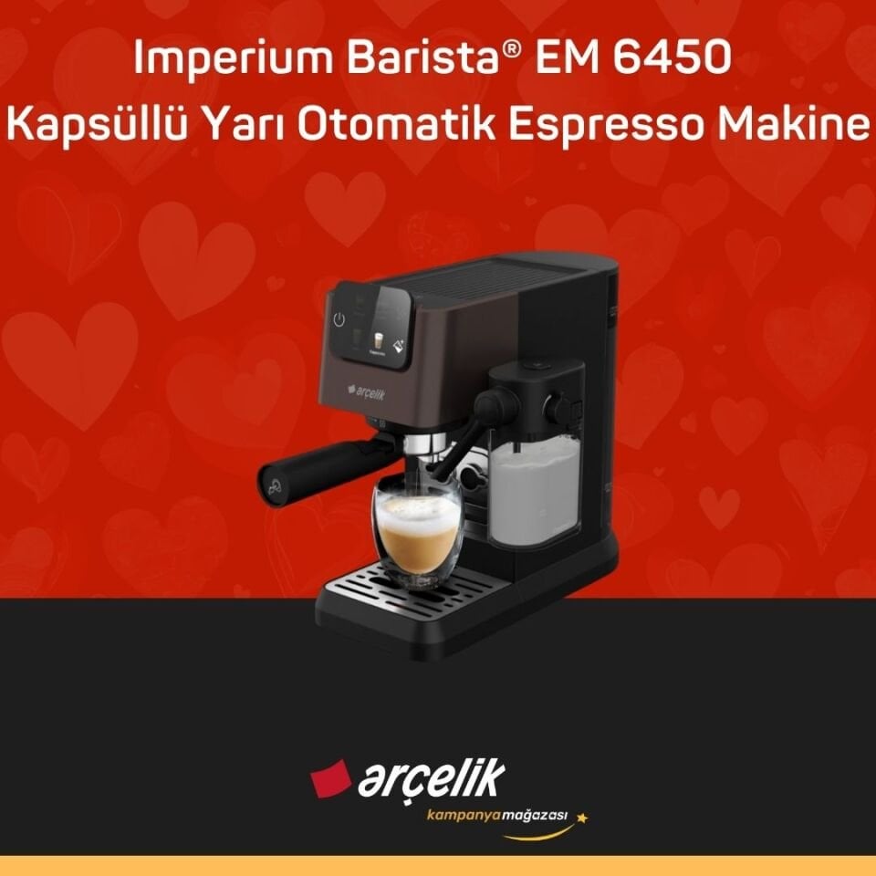 ARÇELİK Imperium Barista® EM 6450 Kapsüllü Yarı Otomatik Espresso Makinesi