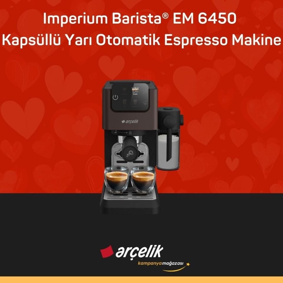 ARÇELİK Imperium Barista® EM 6450 Kapsüllü Yarı Otomatik Espresso Makinesi
