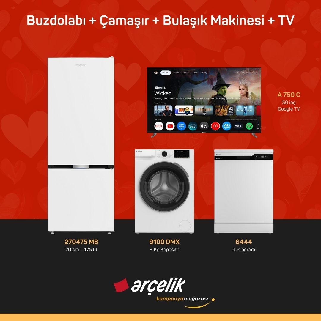 ARÇELİK 4'lü Çeyiz Paketi ( 270475 MB - 9100 DMX - 6444 - A 750 C )