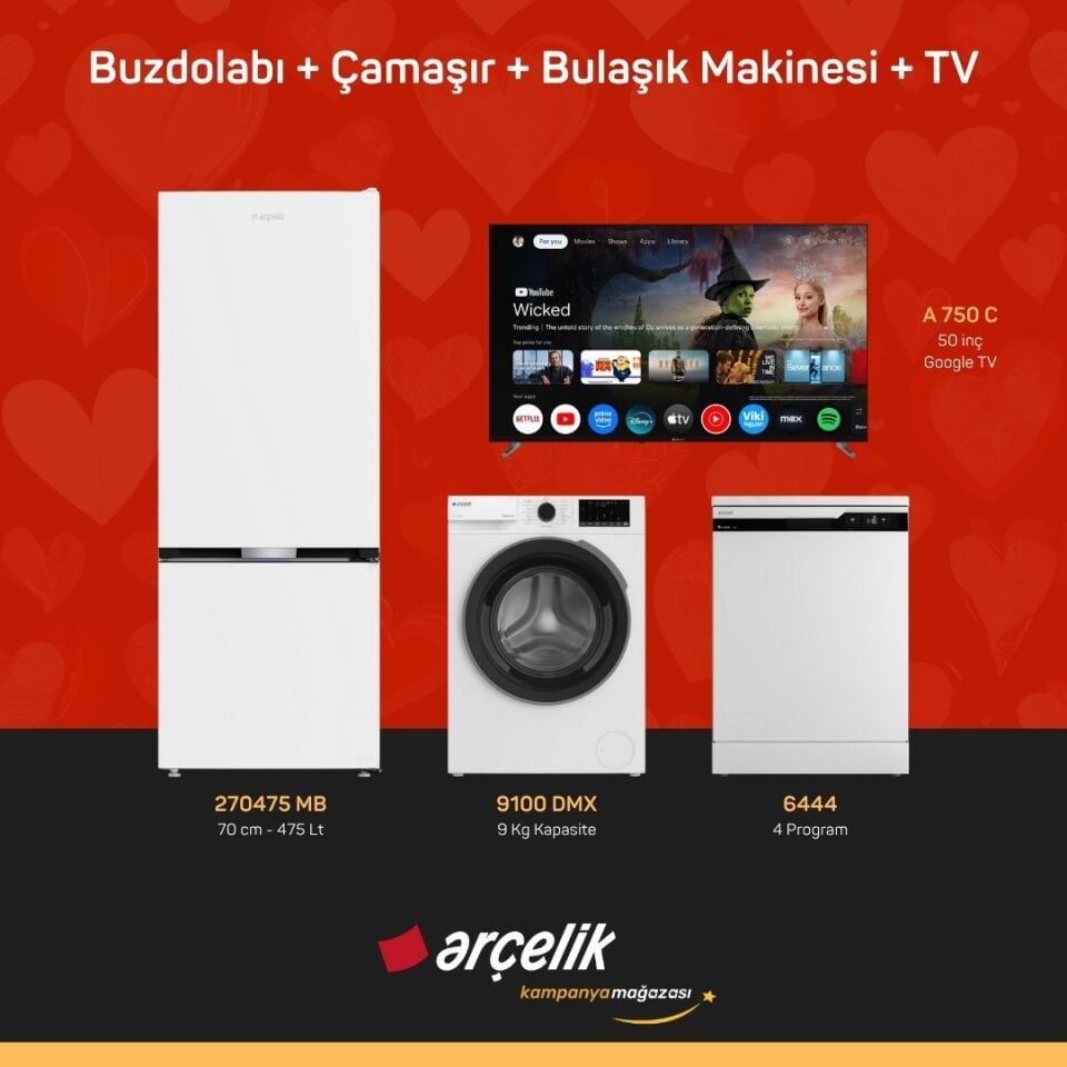 ARÇELİK 4'lü Çeyiz Paketi ( 270475 MB - 9100 DMX - 6444 - A 750 C )