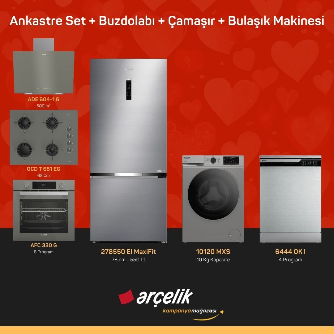 ARÇELİK 6'lı Çeyiz Paketi ( 278550 EI MaxiFit - 10120 MXS - 6444 OK I - ADE 604-1 G - AFC 330 G - OCD T 651 EG )