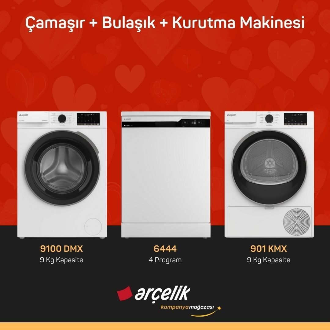 ARÇELİK 9100 DMX Çamaşır Makinesi - 6444 Bulaşık Makinesi - 901 KMX Kurutma Makinesi