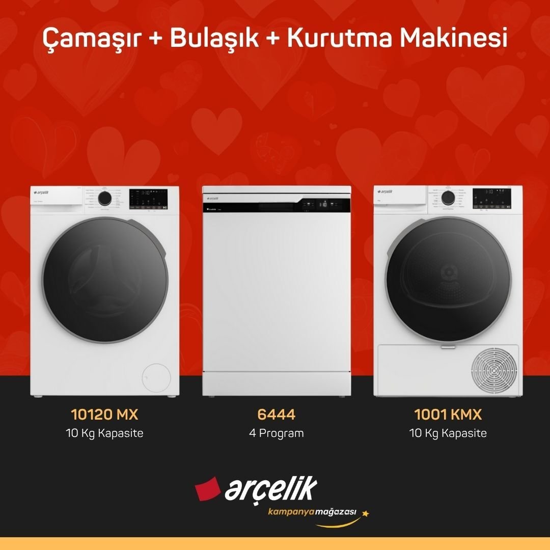 ARÇELİK 10120 MX Çamaşır Makinesi - 644 Bulaşık Makinesi - 1001 KMX Kurutma Makinesi