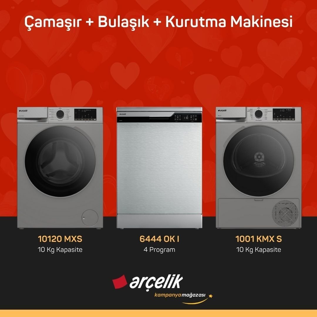 ARÇELİK 10120 MXS Çamaşır Makinesi - 6444 OK I Bulaşık Makinesi - 1001 KMX S Kurutma Makinesi