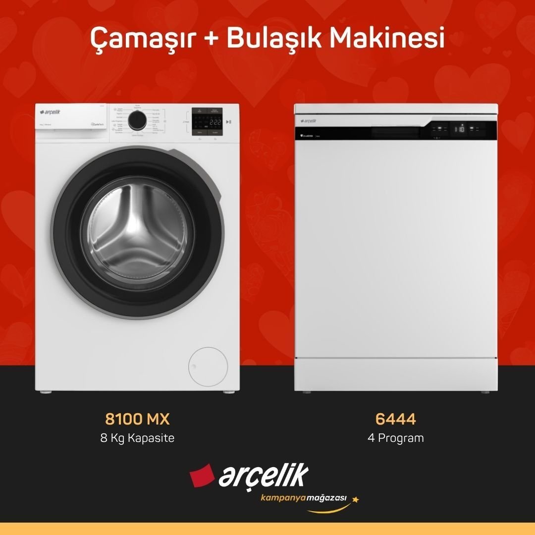 ARÇELİK 8100 MX Çamaşır Makinesi - 6444 Bulaşık Makinesi