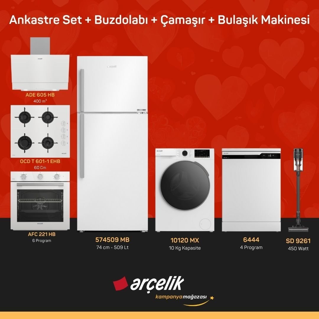 ARÇELİK 6'lı Çeyiz Paketi ( 574509 MB - 10120 MX - 6444 - ADE 605 HB - AFC 221 HB - OCD T 601-1 EHB - SD 9261 )
