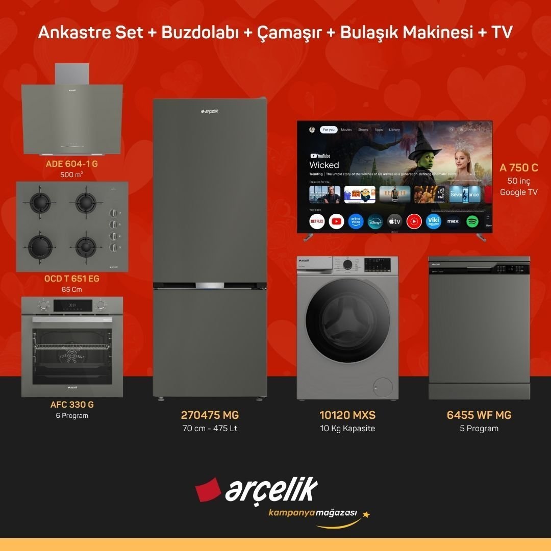 ARÇELİK 7'li Çeyiz Paketi ( 270475 MG - 10120 MXS - 6455 WF MG - A 750 C - ADE 604-1 G - AFC 330 G - OCD T 651 EG )