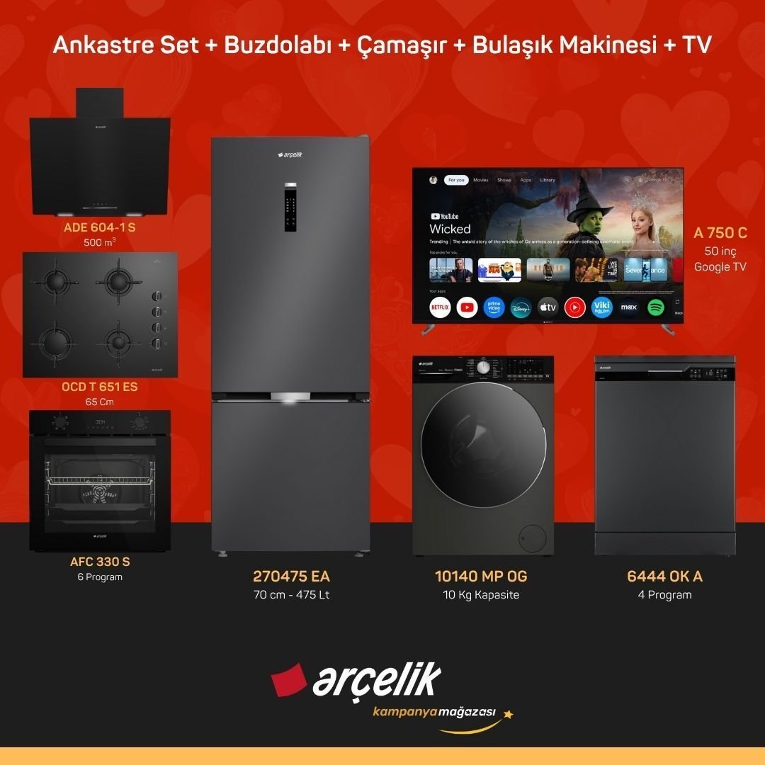 ARÇELİK 7'li Çeyiz Paketi ( 270475 EA - 10140 MP OG - 6444 OK A - A 750 C - ADE 604-1 S - AFC 330 S - OCD T 651 ES )