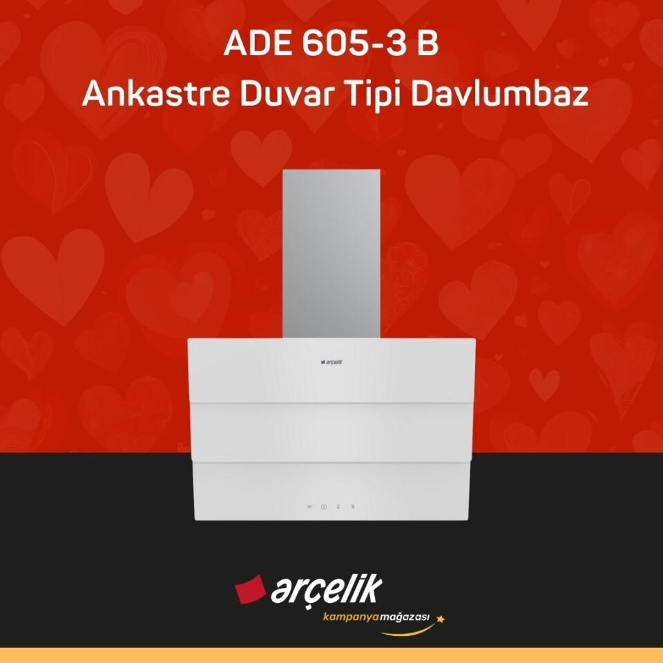 ARÇELİK ADE 605-3 B Ankastre Duvar Tipi Davlumbaz