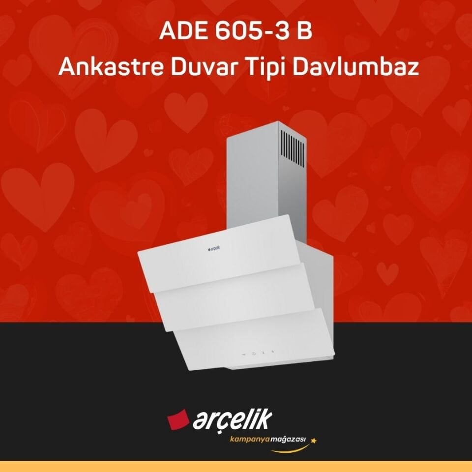 ARÇELİK ADE 605-3 B Ankastre Duvar Tipi Davlumbaz