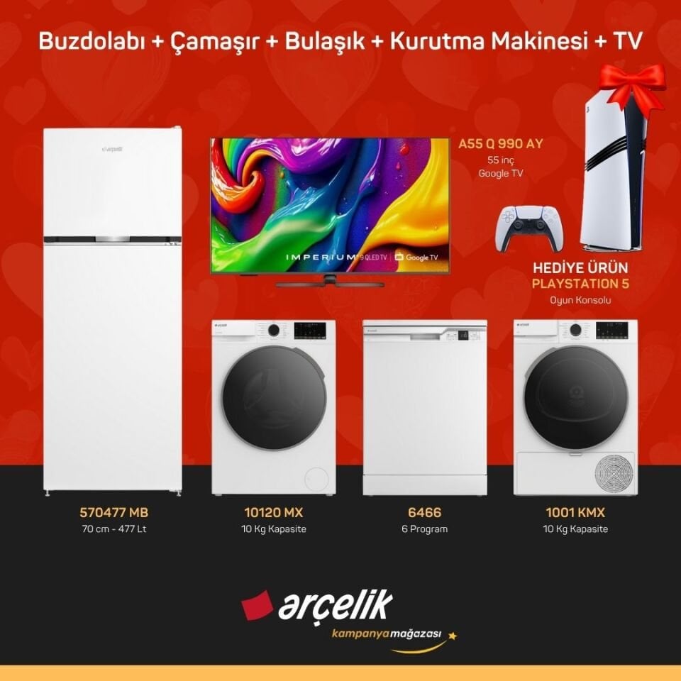 ARÇELİK Playstation Hediyeli Çeyiz Paketleri ( 570477 MB - 10120 MX - 6466 - 1001 KMX - A55 Q 990 AY - PS5 )