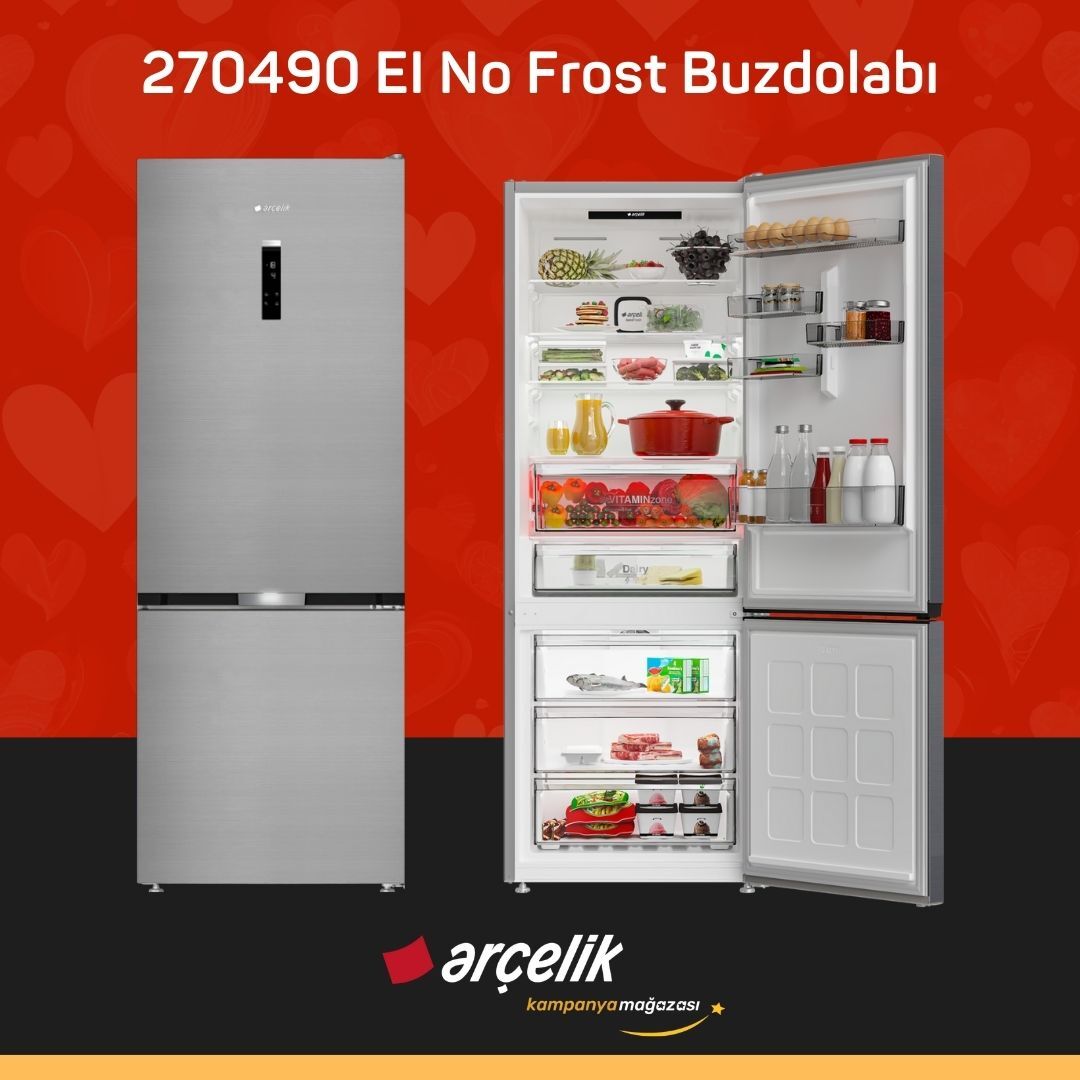 ARÇELİK 270490 EI Alttan Donduruculu Buzdolabı