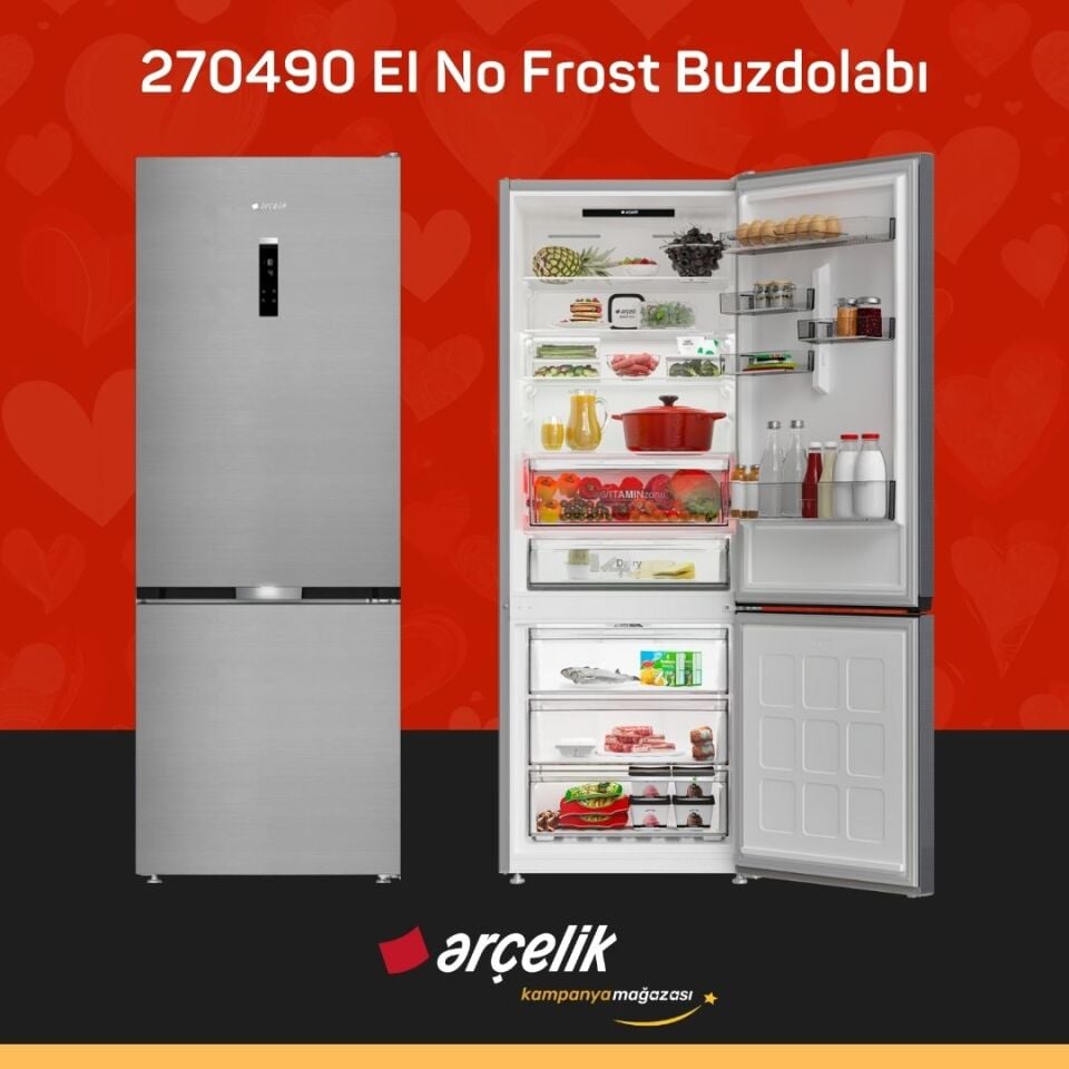 ARÇELİK 270490 EI Alttan Donduruculu Buzdolabı