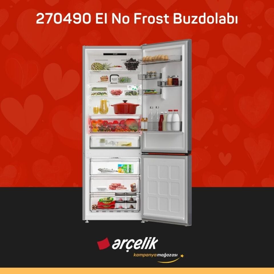 ARÇELİK 270490 EI Alttan Donduruculu Buzdolabı