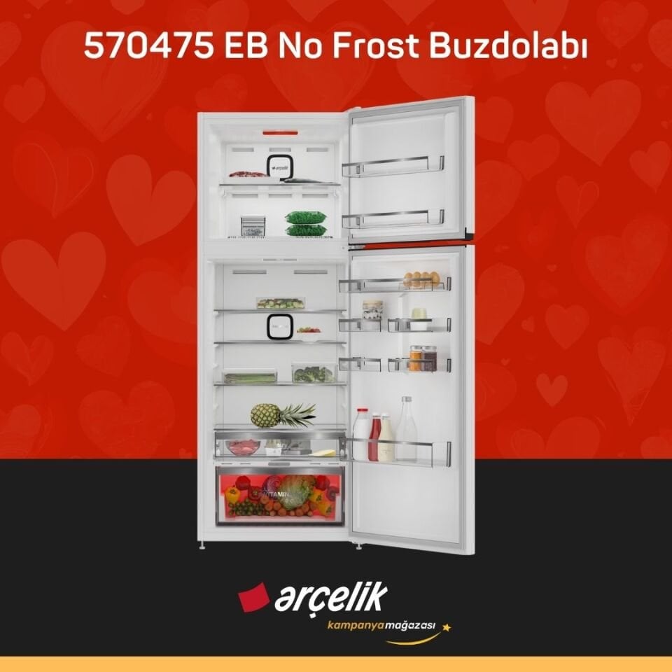 ARÇELİK 570475 EB Üstten Donduruculu Buzdolabı