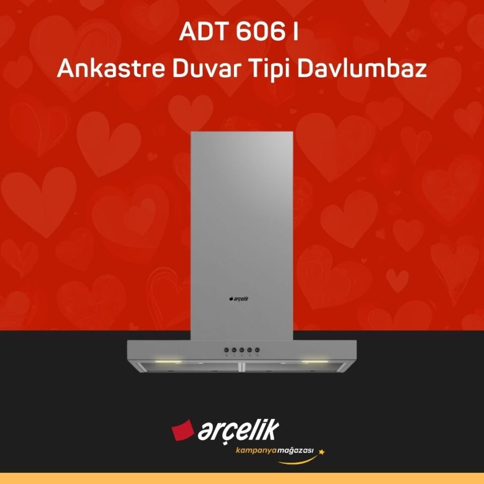 ARÇELİK ADT 606 I Fibona Serisi Ankastre Duvar Tipi Davlumbaz