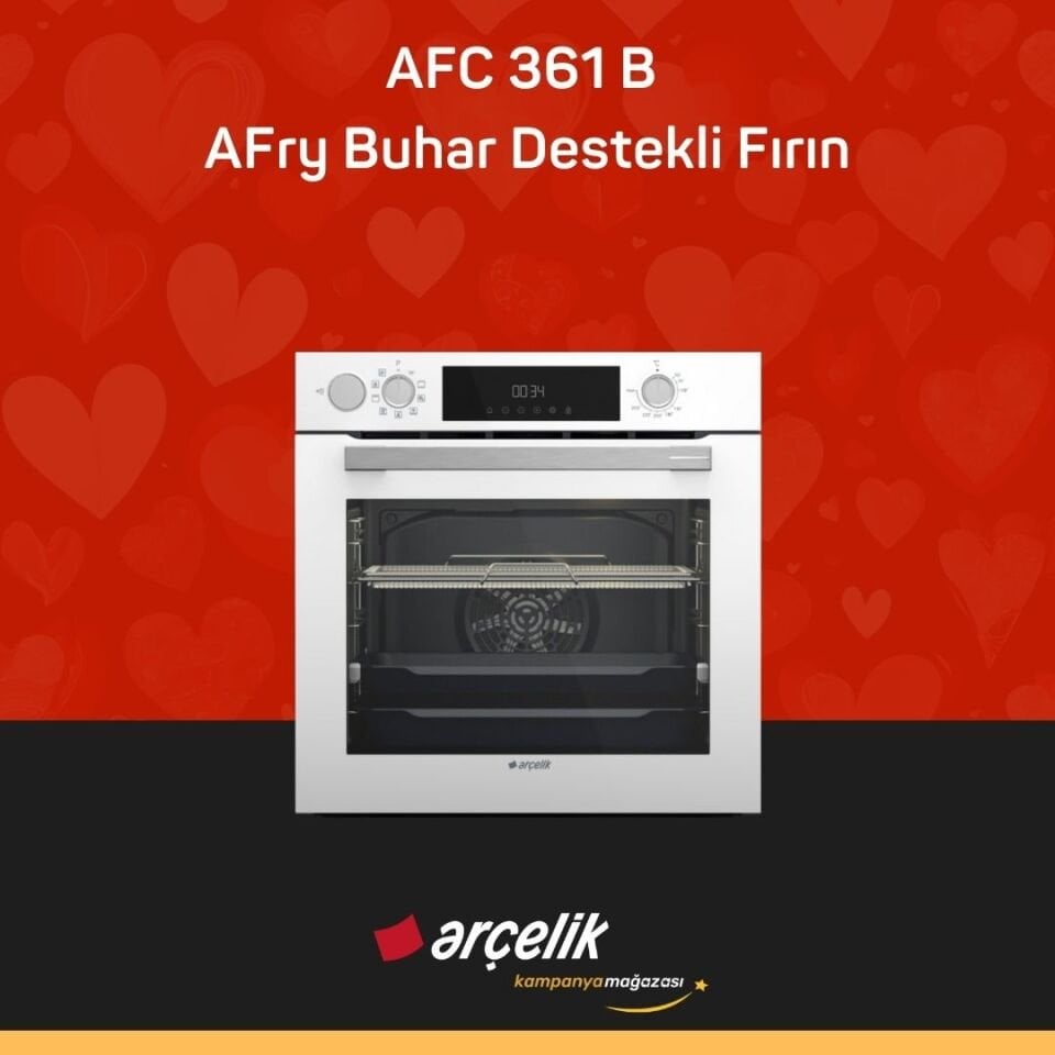 ARÇELİK AFC 361 B Fibona Serisi Ankastre Multifonksiyon Fırın AFry Buhar Destekli Fırın