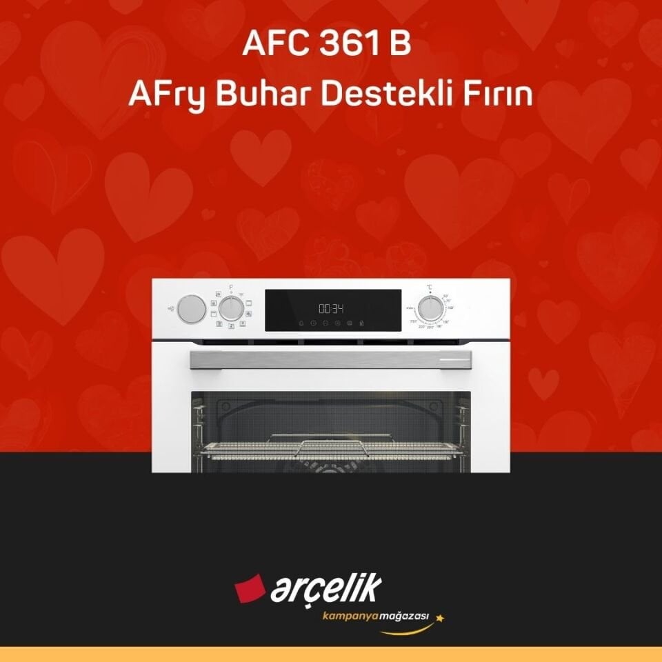 ARÇELİK AFC 361 B Fibona Serisi Ankastre Multifonksiyon Fırın AFry Buhar Destekli Fırın