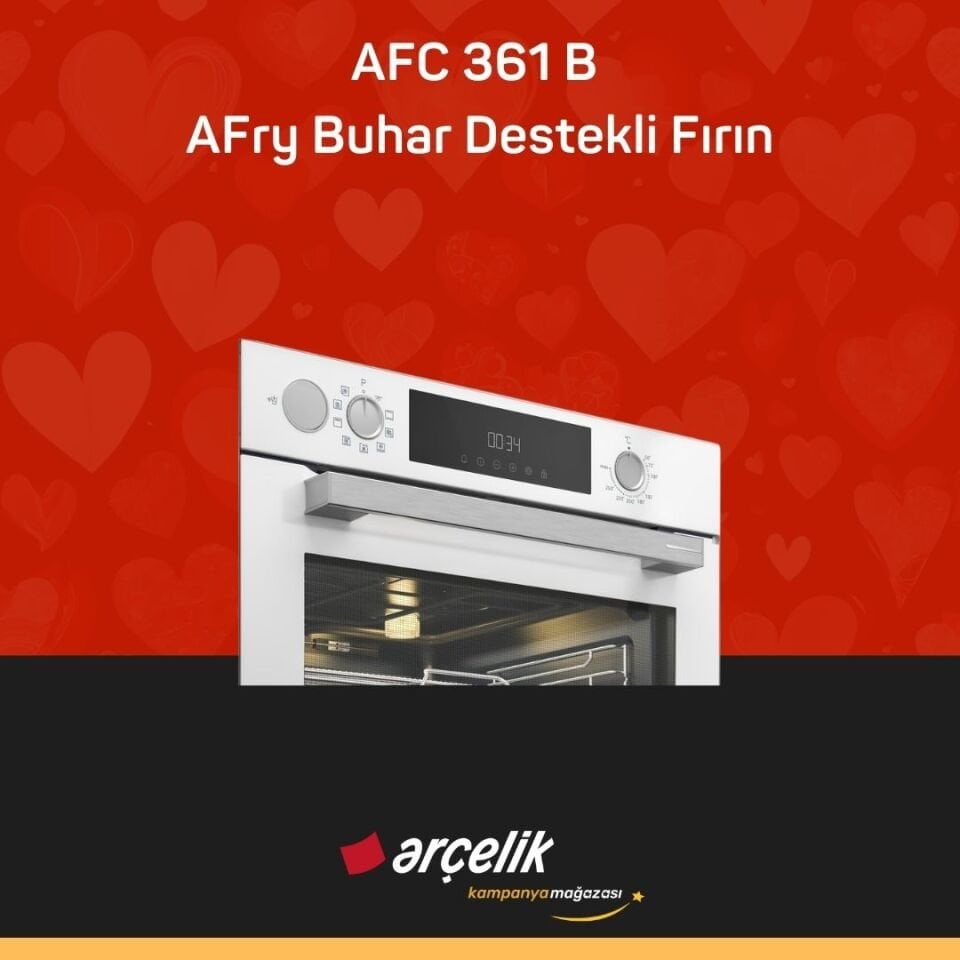 ARÇELİK AFC 361 B Fibona Serisi Ankastre Multifonksiyon Fırın AFry Buhar Destekli Fırın