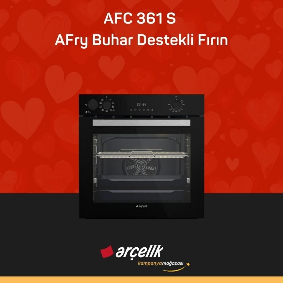 ARÇELİK AFC 361 S Fibona Serisi Ankastre Multifonksiyon Fırın AFry Buhar Destekli Fırın