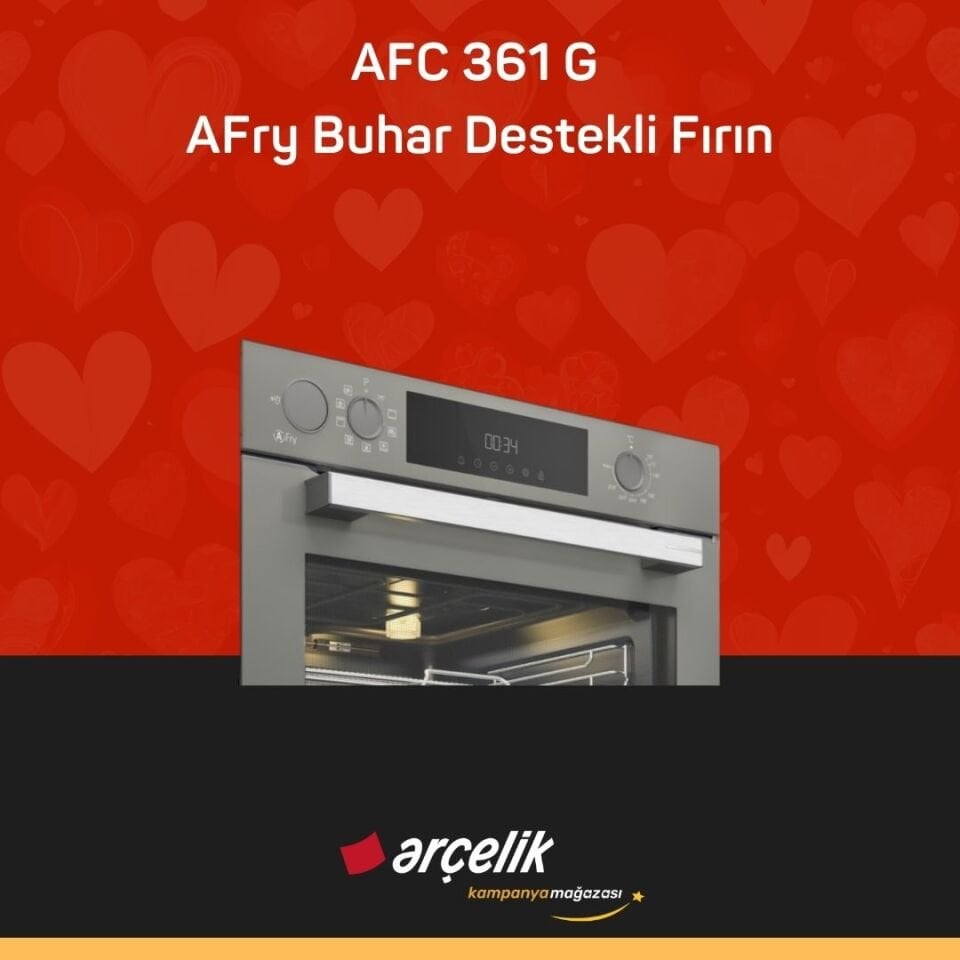 ARÇELİK AFC 361 G Fibona Serisi Ankastre Multifonksiyon Fırın AFry Buhar Destekli Fırın