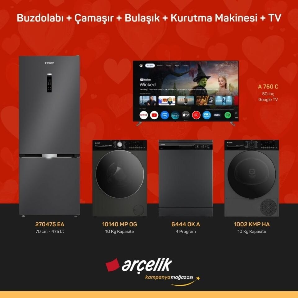 ARÇELİK 5'li Çeyiz Paketi ( 270475 EA - 10140 MP OG - 6444 OK A - 1002 KMP HA - A 750 C )