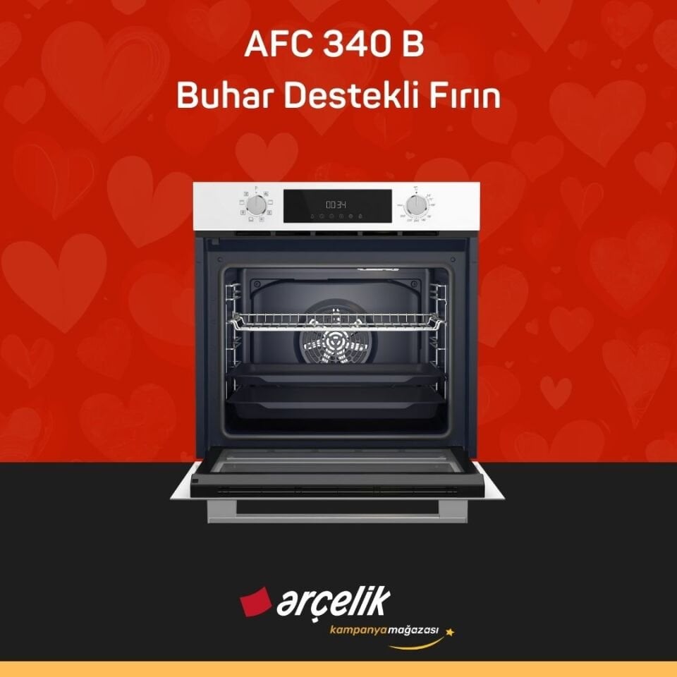 ARÇELİK AFC 340 B Fibona Serisi Ankastre Multifonksiyon Fırın Buhar Destekli Fırın