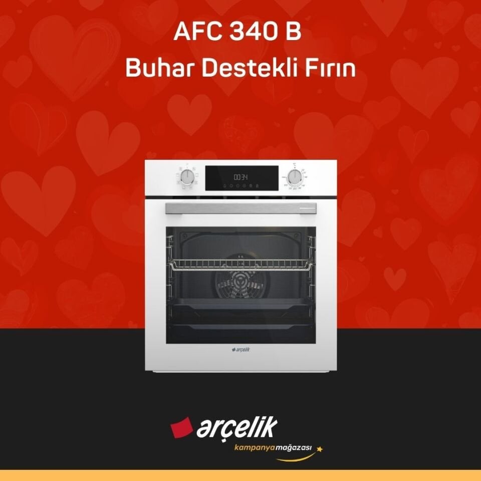 ARÇELİK AFC 340 B Fibona Serisi Ankastre Multifonksiyon Fırın Buhar Destekli Fırın