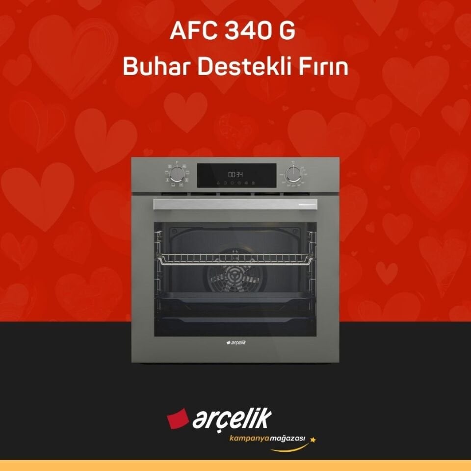 ARÇELİK AFC 340 G Fibona Serisi Ankastre Multifonksiyon Fırın Buhar Destekli Fırın