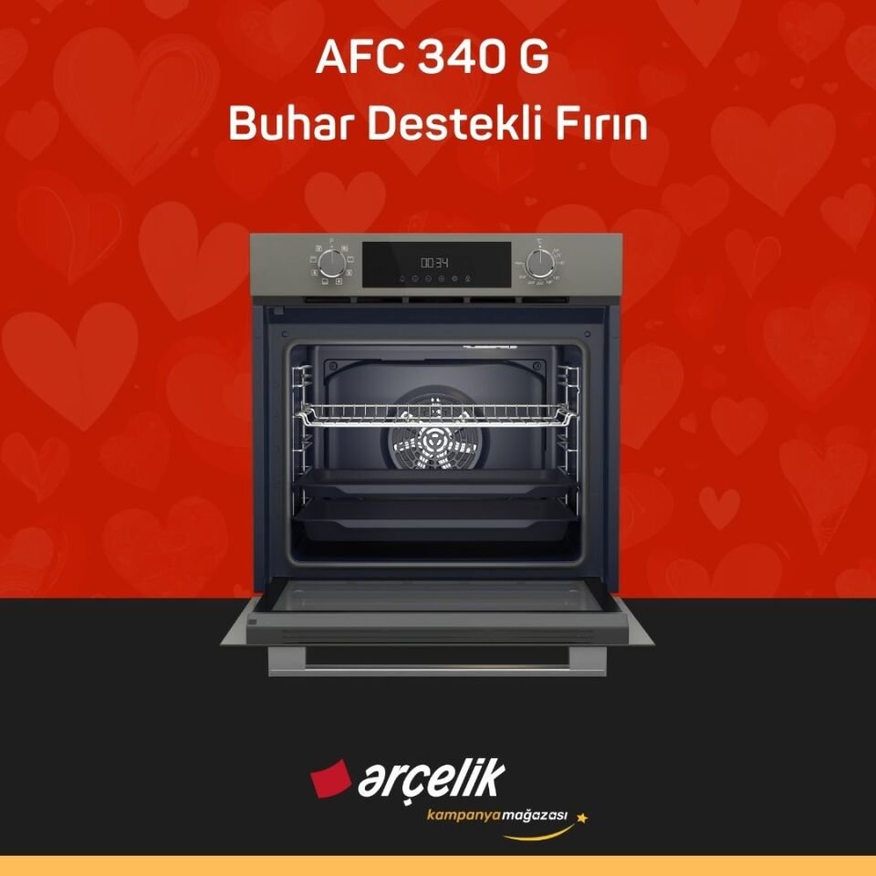 ARÇELİK AFC 340 G Fibona Serisi Ankastre Multifonksiyon Fırın Buhar Destekli Fırın