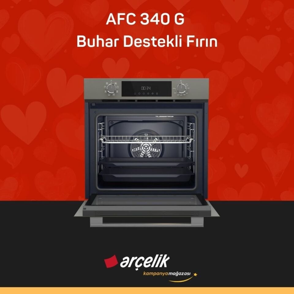 ARÇELİK AFC 340 G Fibona Serisi Ankastre Multifonksiyon Fırın Buhar Destekli Fırın