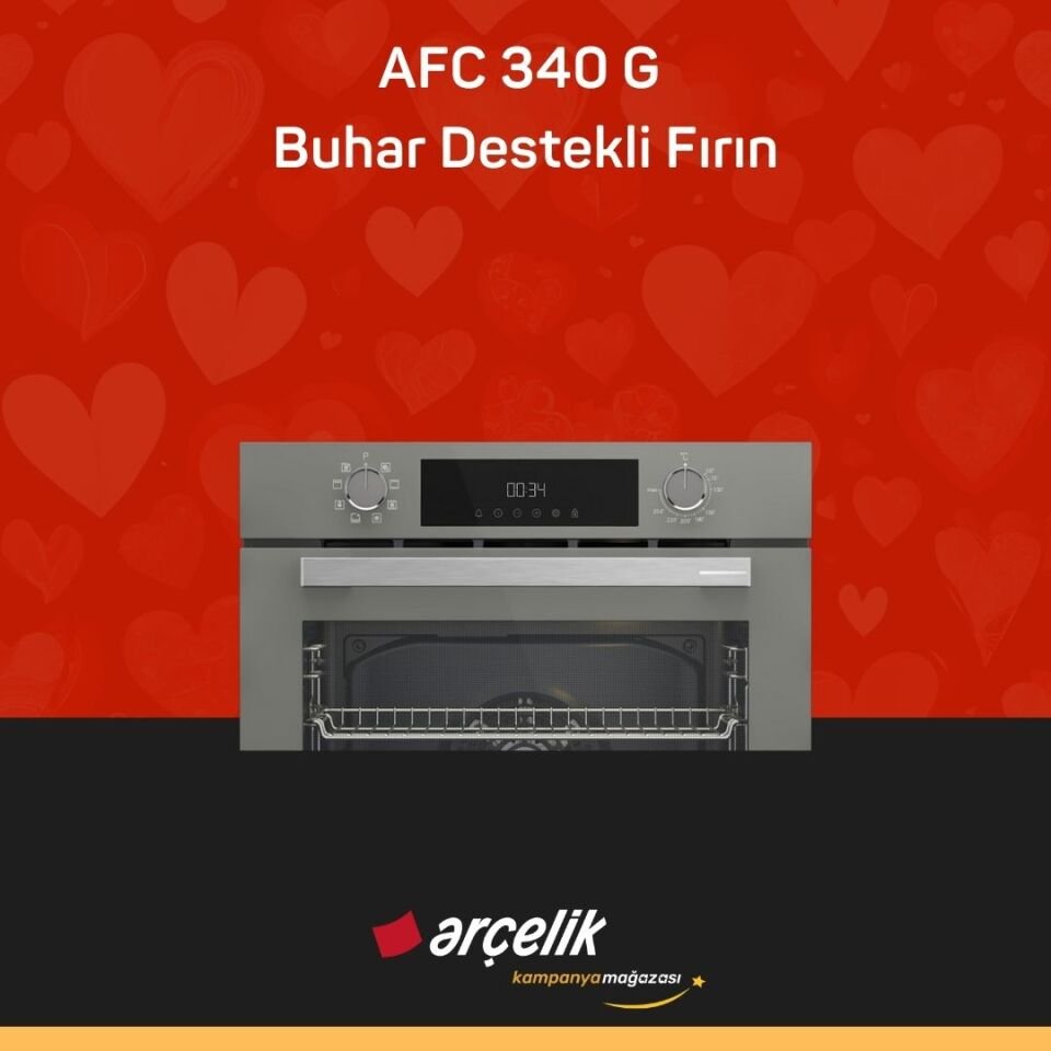 ARÇELİK AFC 340 G Fibona Serisi Ankastre Multifonksiyon Fırın Buhar Destekli Fırın