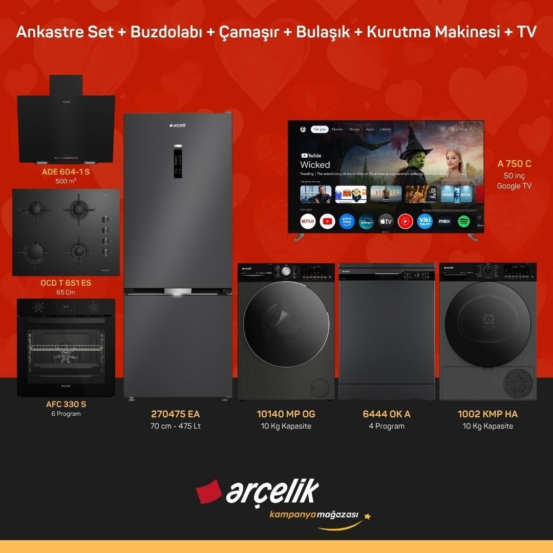 ARÇELİK 8'li Çeyiz Paketi ( 270475 EA - 10140 MP OG - 6444 OK A - 1002 KMP HA - A 750 C - ADE 604-1 S - AFC 330 S - OCD T 651 ES )