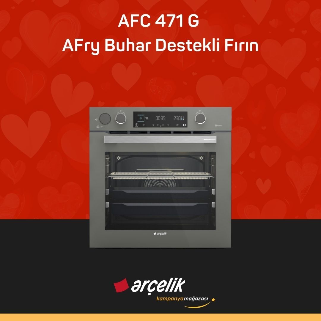 ARÇELİK AFC 471 G Fibona Serisi Ankastre Multifonksiyon Fırın AFry Buhar Destekli Fırın