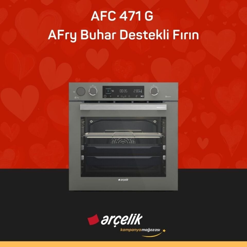 ARÇELİK AFC 471 G Fibona Serisi Ankastre Multifonksiyon Fırın AFry Buhar Destekli Fırın