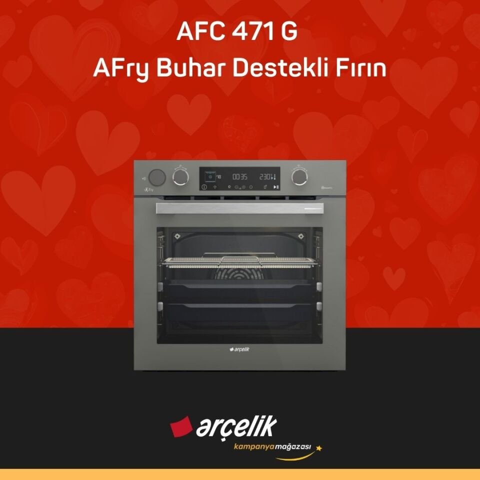 ARÇELİK AFC 471 G Fibona Serisi Ankastre Multifonksiyon Fırın AFry Buhar Destekli Fırın