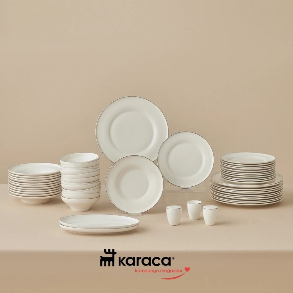 Karaca Elegance Bone Alba 53 Parça 12 Kişilik Yemek Takımı Platin