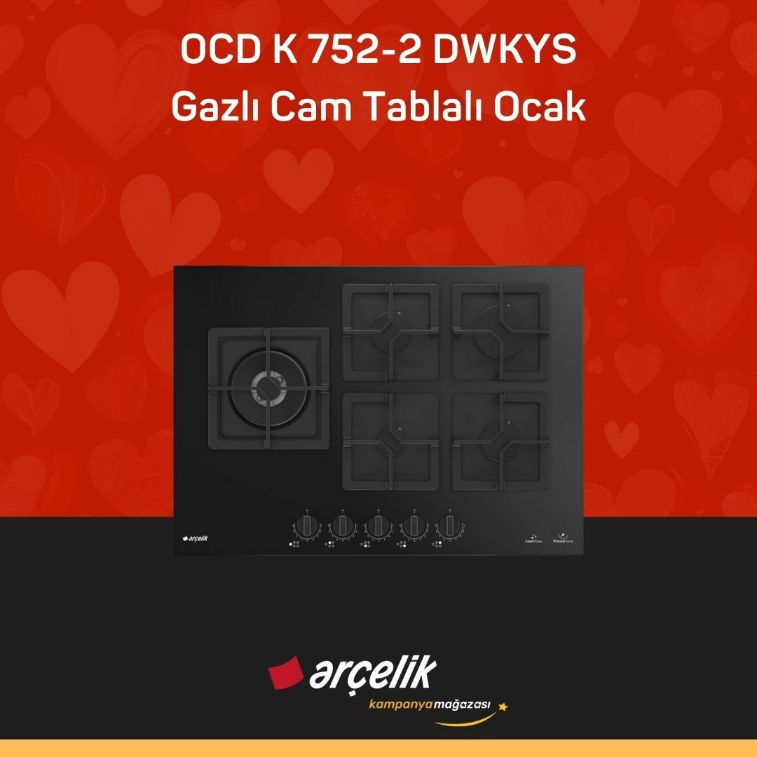 ARÇELİK OCD K 752-2 DWKYS Gazlı Cam Tablalı Ocak