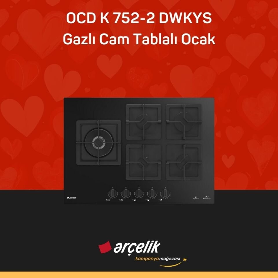 ARÇELİK OCD K 752-2 DWKYS Gazlı Cam Tablalı Ocak