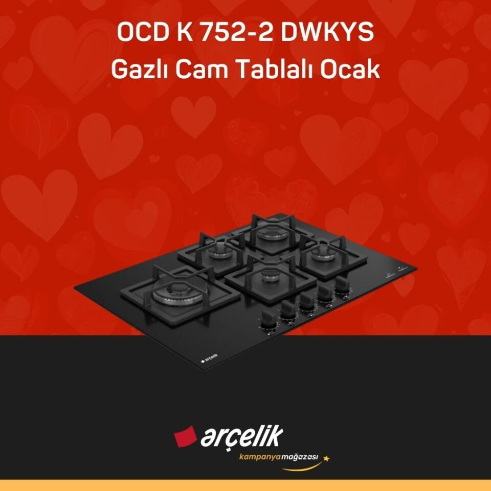ARÇELİK OCD K 752-2 DWKYS Gazlı Cam Tablalı Ocak