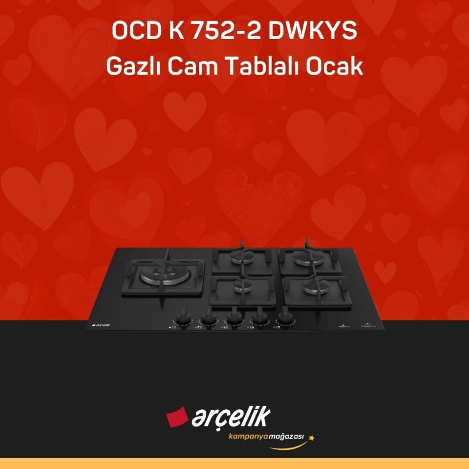 ARÇELİK OCD K 752-2 DWKYS Gazlı Cam Tablalı Ocak