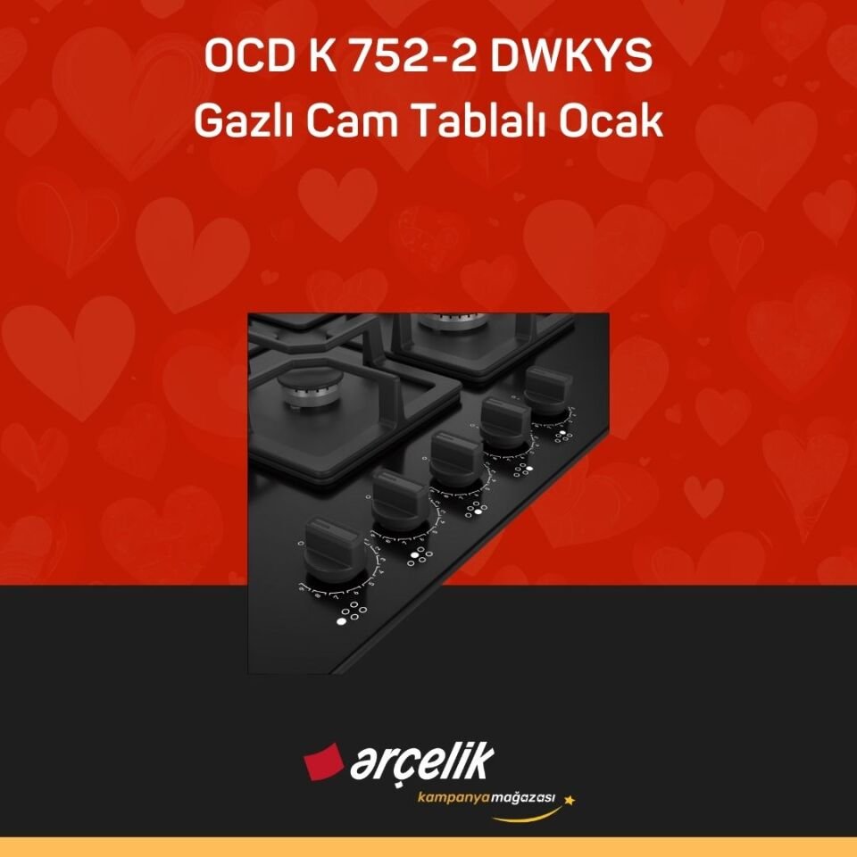 ARÇELİK OCD K 752-2 DWKYS Gazlı Cam Tablalı Ocak