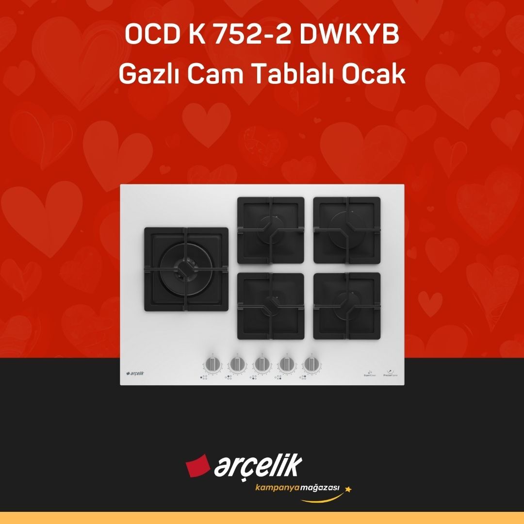 ARÇELİK OCD K 752-2 DWKYB Gazlı Cam Tablalı Ocak