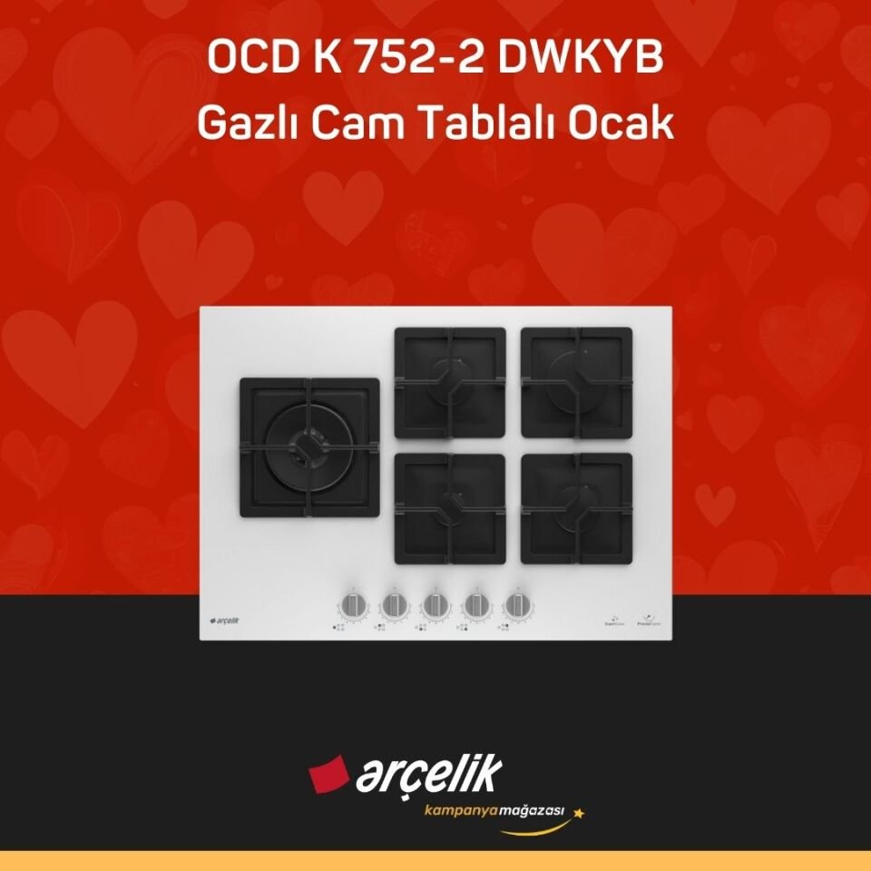 ARÇELİK OCD K 752-2 DWKYB Gazlı Cam Tablalı Ocak
