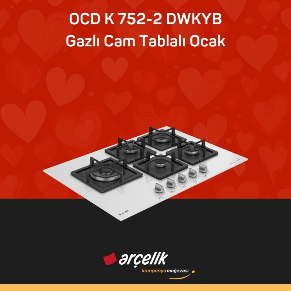 ARÇELİK OCD K 752-2 DWKYB Gazlı Cam Tablalı Ocak